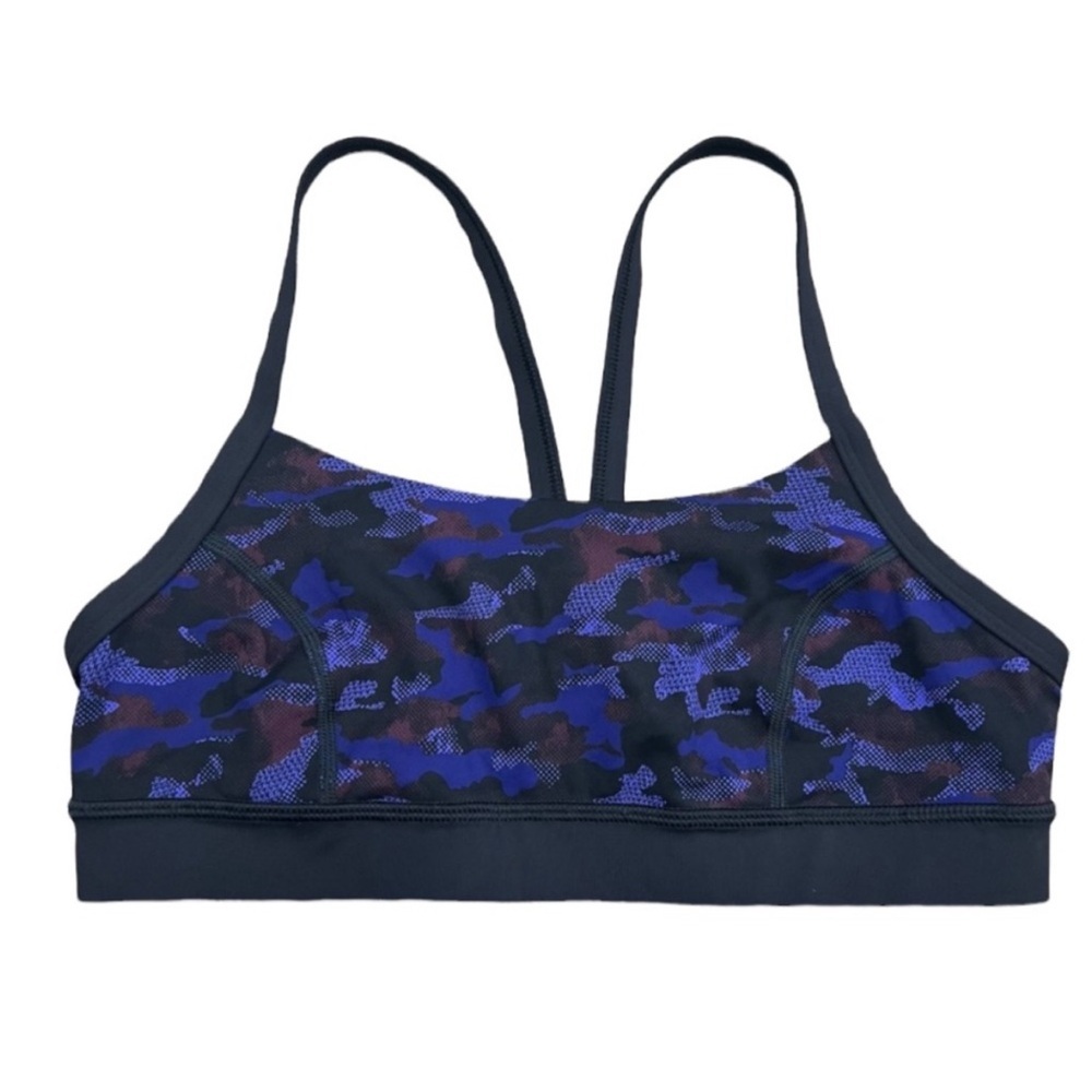Lululemon Athletica Rise and Run Sports‎ Bra BLK Purple houndstooth camo